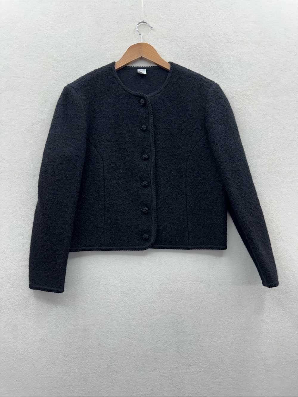 Lands' End Women’s 8 Cardigan 100% Wool Black Vintage